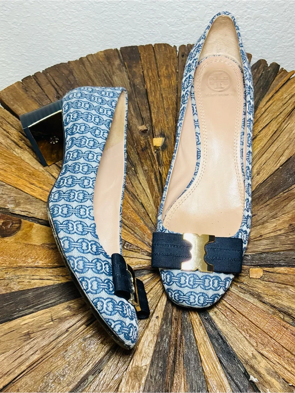 Tory Burch GEMINI LINK BOW 45MM Block Pump Heel size 9
